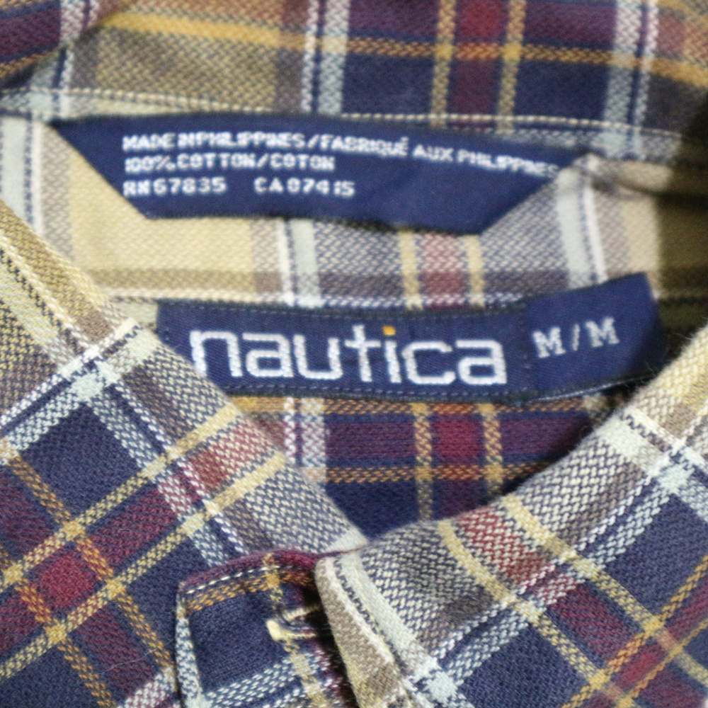 VTG NAUTICA Plaid Long Sleeve Button Shirt Sz Med Men - Picture 6 of 8